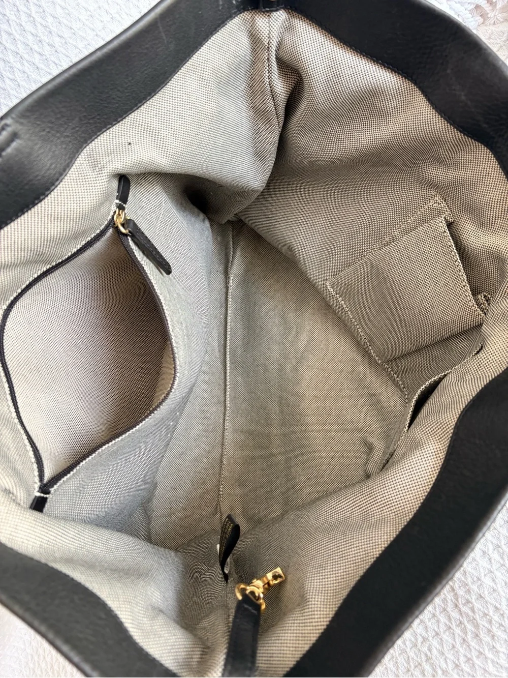 Vince Camuto Sada Large Leather Tote Bag with Gold Accent
